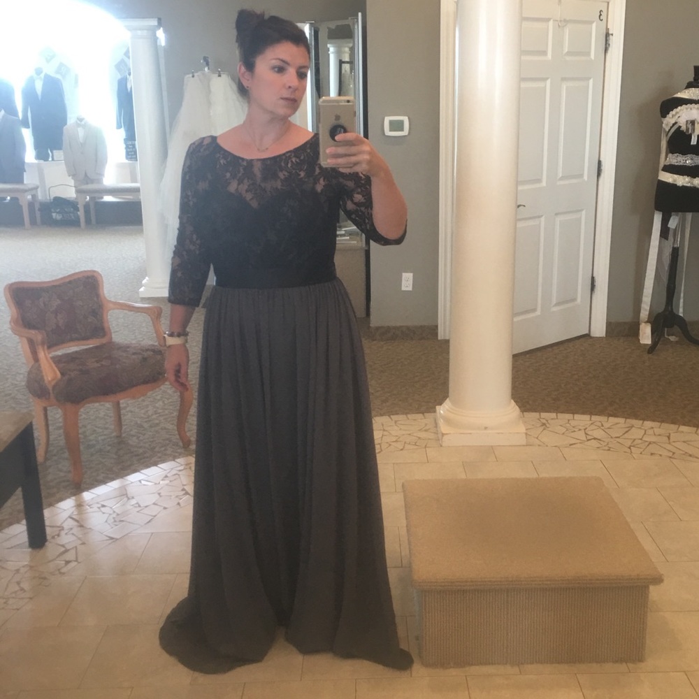 Davinci black and slate bridesmaid dress
